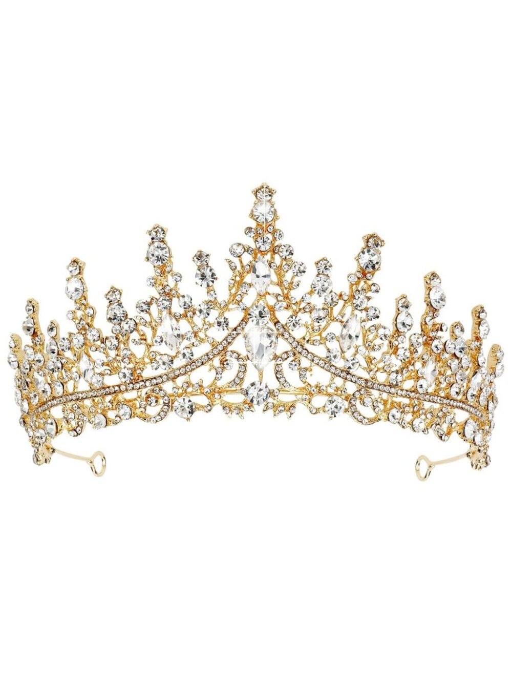 Women's Gold Crystal Queen Crown Tiara Wedding Princess Headpiece
